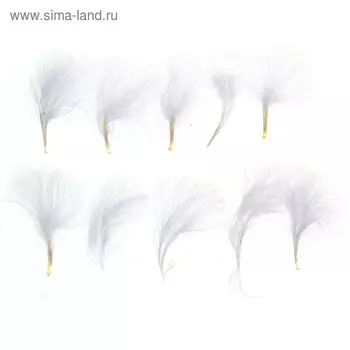 Набор перьев для декора 10 шт., размер 1 шт: 7 7 см, цвет белый