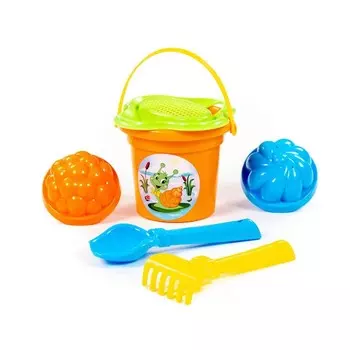 Набор игрушек для песочницы, 6 предметов: ведро, ситечко, совок, грабельки, формочки, МИКС