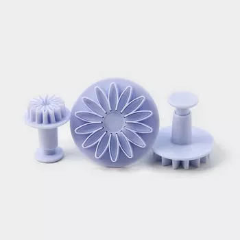 Плунжеры кондитерские Доляна «Герберы», набор 3 шт.: 5.5 см, 4 см, 2.5 см, пластик, белые