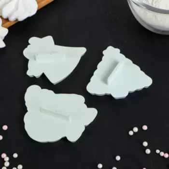 Плунжеры кондитерские Доляна «Новый год», набор 3 шт., пластик, белые