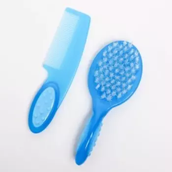 Набор по уходу за волосами, расческа+щетка, голубой