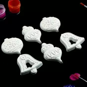 Набор под раскраску с подвесом "Елочные игрушки" 5см 6шт