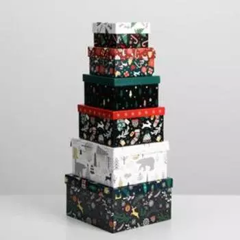 Набор новогодних подарочных коробок 10 в 1 «Новогодний», 10 х 10 х 6 28 х 28 х 15 см, Новый год