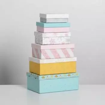 Набор новогодних подарочных коробок 10 в 1 «Стильный», 12 х 7 х 4 - 32.5 х 20 х 12.5 см, Новый год