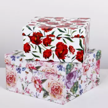 Набор подарочных коробок 3 в 1 «Цветы», 18 × 18 × 10‒22 × 22 × 12 см