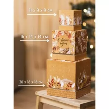 Набор подарочных коробок 3 в 1 «Крафтовый», 11 9 920 18 18 см