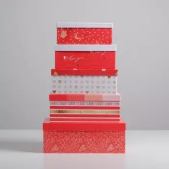 Набор коробок 5 в 1, упаковка подарочная, «Любовь», 22 х 14 х 8.5 32.5 х 20 х 12.5 см