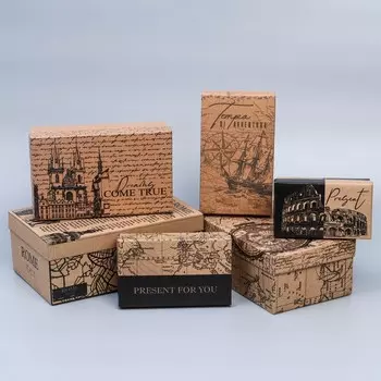 Набор подарочных коробок 6 в 1 «Газета», 12 х 7 х 4 ‒ 22 х 14 х 8.5 см