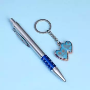 Набор подарочный 2в1 (ручка, брелок сердечки) микс