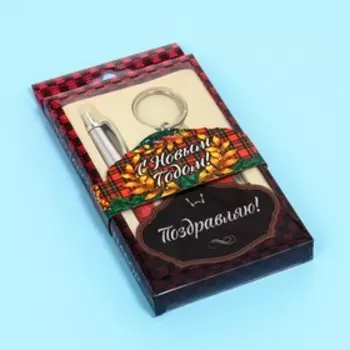 Набор подарочный 2 в 1, ручка, фонарик красный