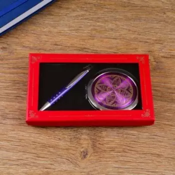 Набор подарочный 2в1 (ручка, зеркало) микс