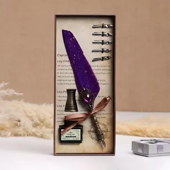 Набор подарочный 3 в 1 «Артефакт»: перьевая ручка, чернила, наконечники, фиолетовый