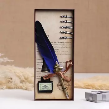 Набор подарочный 3 в 1 «Герби»: перьевая ручка, чернила, наконечники, синий