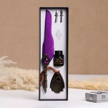 Набор подарочный 3 в 1 «Реликвия»: перьевая ручка, чернила, наконечники, фиолетовый