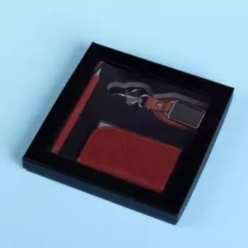 Набор подарочный 3в1 (ручка, брелок, визитница)