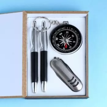 Набор подарочный 4в1 (2 ручки, нож 3в1, компас)