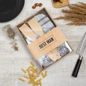 Набор подарочный «Доляна» Best man: варежка 2028 см, прихватка 1717 см, 2 лопатки