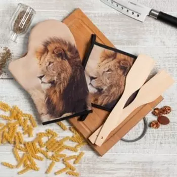 Набор подарочный Доляна «Глава семьи»: варежка 2028 см, прихватка 1717 см, 2 лопатки