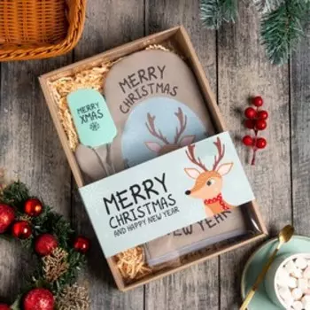 Набор новогодний подарочный Доляна Merry Xmas: варежка-прихватка, лопатка силикон