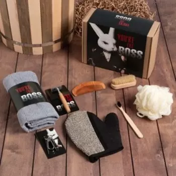 Набор подарочный «Этель» Boss, полотенце 5090 см, мочалка, щётка