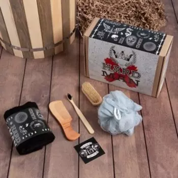 Набор подарочный «Этель» Hard man, полотенце 3060 см, мочалка, расчёска