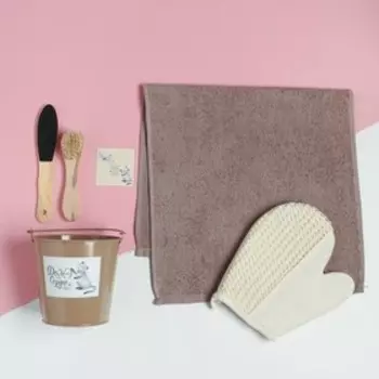 Набор подарочный «Этель» Home sweet home, полотенце, щётка, мочалка