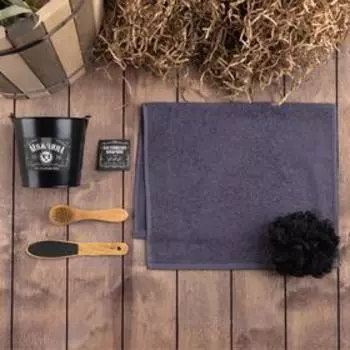 Набор подарочный «Этель. Мужчина №1», полотенце, мочалка, щётка