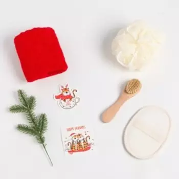 Набор подарочный Этель «Новый год: Happy holidays» полотенце и аксессуары