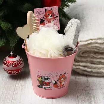 Набор подарочный Этель «Радости и веселья»: полотенце 3060 см и аксессуары (4 предмета)