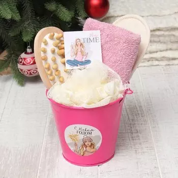 Набор новогодний подарочный "Этель" "С Новым годом" полотенце 30х60см и аксессуары (4 предмета)