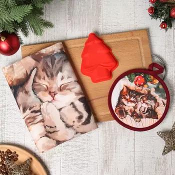 Набор подарочный новогодний "Этель" "Счастливы вместе": полотенце 40х70 см., форма для выпекания, прихват