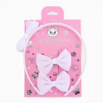 Подарочный набор: ободок для волос 11 см, заколка-зажим 6.5 см, 2 шт., Коты аристократы