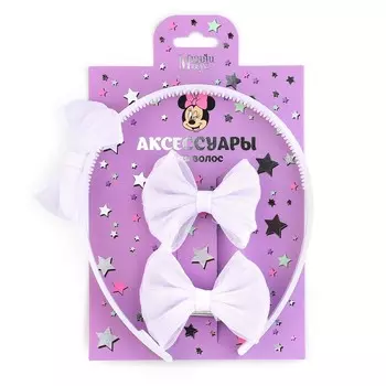 Подарочный набор: ободок для волос 11 см, заколка-зажим 6.5 см, 2 шт., Минни Маус