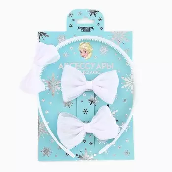 Подарочный набор: ободок для волос 11 см, заколка-зажим 6.5 см, 2 шт., Холодное сердце