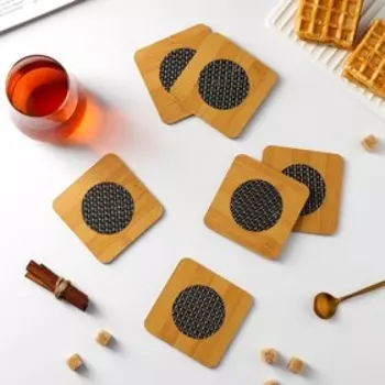 Набор подставок под горячее, 6 шт, 9,59,5 см, квадраные