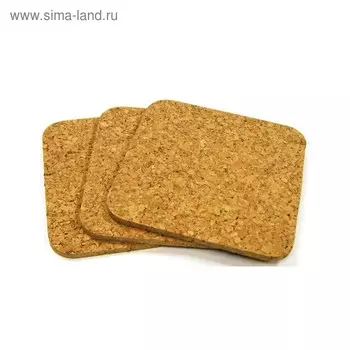 Набор подставок под горячее, квадратная, размер 14 х 14,5 см, пробка, 6 шт