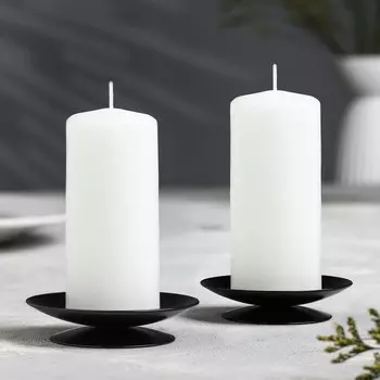 Набор подсвечников металл "Лотос", 7,5х2 см, 2 штуки, черный