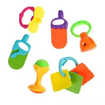 Набор погремушек «Яркое настроение», с эластичными элементами, 6 шт