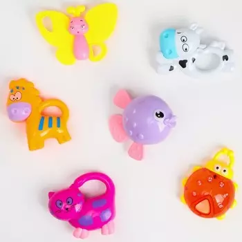 Набор погремушек Крошка Я «Игрушки малыша», с эластичными элементами, 6 шт