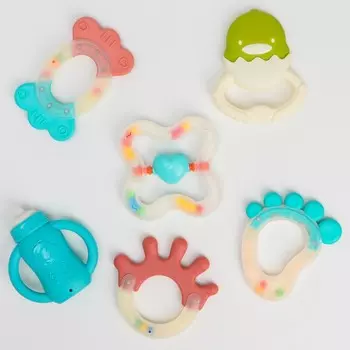 Набор погремушек «Растем вместе», 6 шт, с эластичными элементами