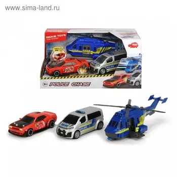 Набор «Полицейская погоня», вертолёт и 2 машинки, световые и звуковые эффекты