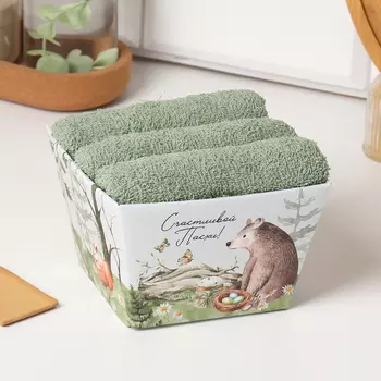 Набор полотенец Этель «Счастливой пасхи» 3550 см - 3 шт., 100% хлопок, махра 340 г/м