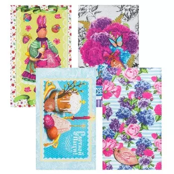 Набор кухонных полотенец «Доляна, Счастье», 3560 см-4 шт., 100% хлопок, рогожка 160 г/м