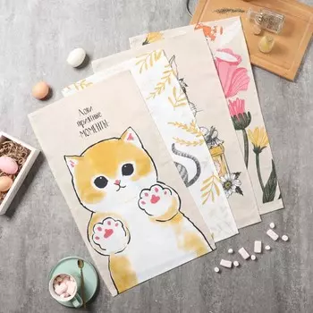 Набор кухонных полотенец «Доляна. Лови приятные моменты», 3560 см-4 шт., 100% хлопок