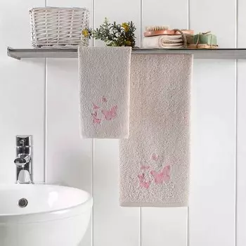 Набор полотенец, размер 50x90 см 70x140 см, цвет бежевый 2 шт