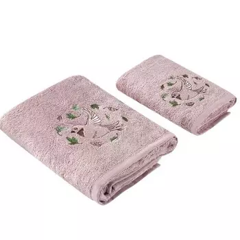 Набор полотенец, размер 50x90 см 70x140 см, цвет розовый 2 шт
