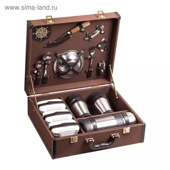 Набор посуды для поездок «Авто-Комфорт цветной коричневый» (2 персоны)