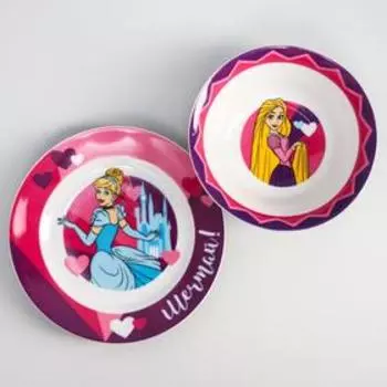 Набор посуды «Мечтай!», 4 предмета: кружка 200 мл, миска d=14 см, тарелка d=16,5 см, коврик в подарочной упаковке Принцессы Дисней