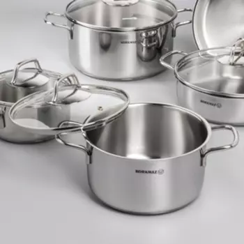 Набор посуды Perla, 5 предметов: кастрюля 2 л, 3,5 л, 5,5 л; жаровня, 3 л; сковорода 24×5 см