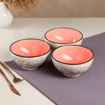 Набор посуды "Салатный", керамика, розовый, 3 предмета: d=15 см, 700 мл, Иран